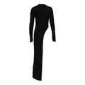 Solid Slimming Split Sexy Dresses for Women Round Neck Long Sleeves Irregular Temperament Dress Female Clothing New