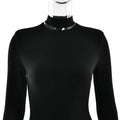 Sexy Hot Girl Solid Color Jumpsuits for Women Round Neck Long Sleeve Backless Side Split Streetwear Jumpsuit Female