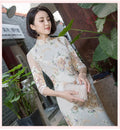 Elegant Female Qipao Dress Retro Mandarin Collar Cheongsam Sexy Mermaid Evening Party Dress Applique Vestidos De Festa