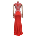 Luxury Woman Evening Party Dress Celebrities Outfits Gown Elegant Mesh Patchwork Rhinestone Birthday Dresses Clubwear