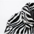 Women Chic Zebra Print Faux Fur Cropped Jacket Lapel Collar Single Breasted Warm Short Coat Autumn Winter Fashion Street Jackets