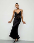 Fashion Lace Dress Women Sexy Sleeveless Hollow Out Backless High-Waisted Patchwork Dress Elegant Luxury Evening Dress