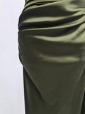 Solid Slimming Dresses for Women Slanted Collar Sleeveless High Waist Temperament Dress Female Fashion