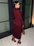 Knit Furry Patchwork Dress Women Deep V-Neck Sexy Elegant Christmas Party Winter Trend Stretch Skinny Maxi Bodycon