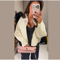 Elegant Women's Knitted Cropped Jacket Coat Cardigan Long Sleeve Sweater Top Streetwear Outfit 2026 Spring New Casual Daily Wear