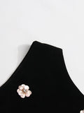 Hit Color Hollow Out Dresses for Women Round Neck Sleeveless High Waist Spliced Mesh Long Dress Female