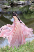 Olive Girl Red Embroidered Hanfu Dress for Ren Faire 2026 Garden Wedding Fairycore Photoshoot S-XL XS-3XL Plus Size Embroidered Flowing Sleeve Dramatic Silhouette Romantic Editorial Not Costume Chinese Heritage Fashion Women