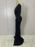 Sexy 2026 New Deep V-Neck  Long Sleeve Bodycon Long Dress Women Spring Elegant Evening Party Celebrate Cocktail Outfit Vestido