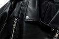 Women's Spring Black faux-leather jacket Casual zipper and belt Cycling jacket Casual jacket jacket