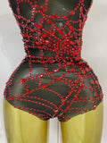 Sparkly Diamond Sexy Mesh Stretch Bodysuits Women Evening Nightclub Bar Party Show Gogo Dancer Clothing Stage Costume