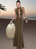 Elegant Backless Dress Women Y2K Patchwork Sparkle Bandage Irregular Sleeveless Sexy Beach Vacation Hottie Vestidos