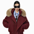 Fashion Faux Fur Trim Hooded Cotton Coat Women Asymmetric Zip Long Sleeve Puffer Jacket Female Winter Daily Warm Outfits 2026