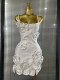 5 Colors Women Sexy Strap O-Neck Shining Flowers Bodycon Mini Bandage Dress Birthday Photoshoot Celebrate Cocktail Outfit
