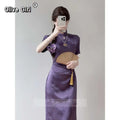 Olive Girl Purple Romantic Qipao for Garden Wedding 2026 Fairycore Photoshoot Everyday Wear S-XXL XS-3XL Plus Size Romantic Garden Party Editorial Not Costume Qipao Cheongsam Chinese Dress Chinese Heritage Fashion Women
