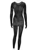 Wmstar Jumpsuit Women Wholesale Fashionable Seamless Striped Jacquard One-piece Long Sleeved One Piece Outfits Drip Shopping