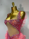 Shining Rhinestone Tassel Mesh See Through Dress Singer Outfit Women Evening Party Brthday Club Stage Performance Outfit
