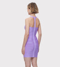 Women Summer Party Purple Bandage Dress Mini Halter Sexy Girl Evening Dress Elegant One Piece Vestidos Fee Shipping