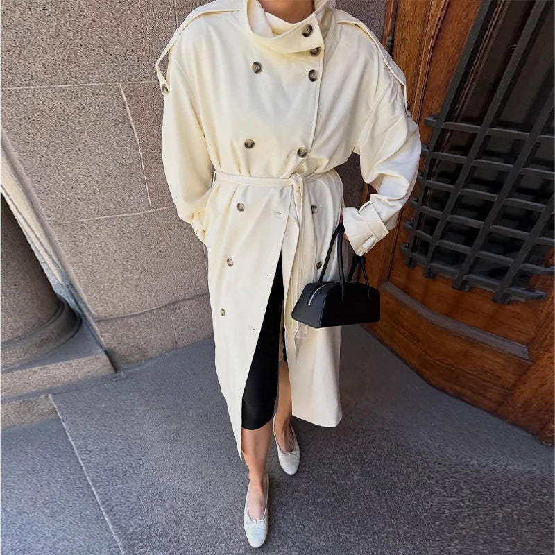 Detachable Triangle Shawl Long Puffer Coat Stand Collar Waist Tie Belt Button Solid Loose Women Coats 2026 Winter Commute Outfit