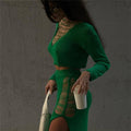 Sexy Lady Two Pieces Sets Hollow Out Crochet Knitted Suit Parti Dresses Women 2 Piece Matching Set with Midi Skirt Outfit