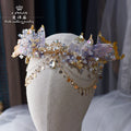 Wedding Liquid Flower Crystal Mermaid Princess Crown Hair Accessories  Head Accessories Purple Crystal Headdress