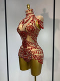Women Sexy See Through Crystal Bodysuits Luxury Birthday Dancer Stage Performance Wear Mesh Sparkly Rhinestone Nightclub Outfit