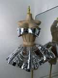 Women Sexy Shiny Diamonds Top Skirt Two Piece Sets Nightclub Party Stage Outfit Performance Danve Singer Costume Show Wear