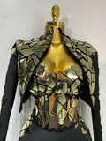 Women Long Sleeve Sequin Mini Bodycon Three Piece Set Birthday Evening Party Costume Bar Nightclub Performance Stage Outfit