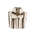 2026 Trendy Striped Brown Sable Faux Mink Fur Shrug Collar Vest Women Sleeveless Cropped Fur Coat Jacket Tank Crop Tops