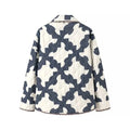 Hit Color Loose Fashion Coat for Women Lapel Long Sleeves Patchwork Printing Elegant Jackets Female Clothing New