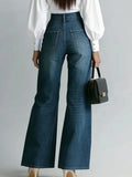 Women Denim Jeans High Waist Wide Leg Double Zipper Spliced Split Hem Vintage Streetwear Chic Autumn 2026 New