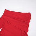 Sexy Christmas Dress Women Ruched Elegant Ribbon Irregular Full Sleeve Evening Skew Collar Skinny Peach Hip Bodycon