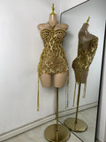 Luxury Sparkly Sequins Diamonds Short Skirt Two Pieces Sets Birthday Dress Women Sexy Performance Costume Singer Stage Outfit