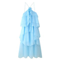 Women Sleeveless Ruffles Loose Ball Gown Smock Strap Maxi Long Sexy Dress 2025 Birthday Vacation Party Dresses Vestidos