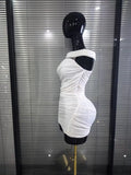 White Color Women Slash Neck Off the Shoulder High Stretch Bodycon Mini Dress Nightclub Party Celebrate Birthday Clothing