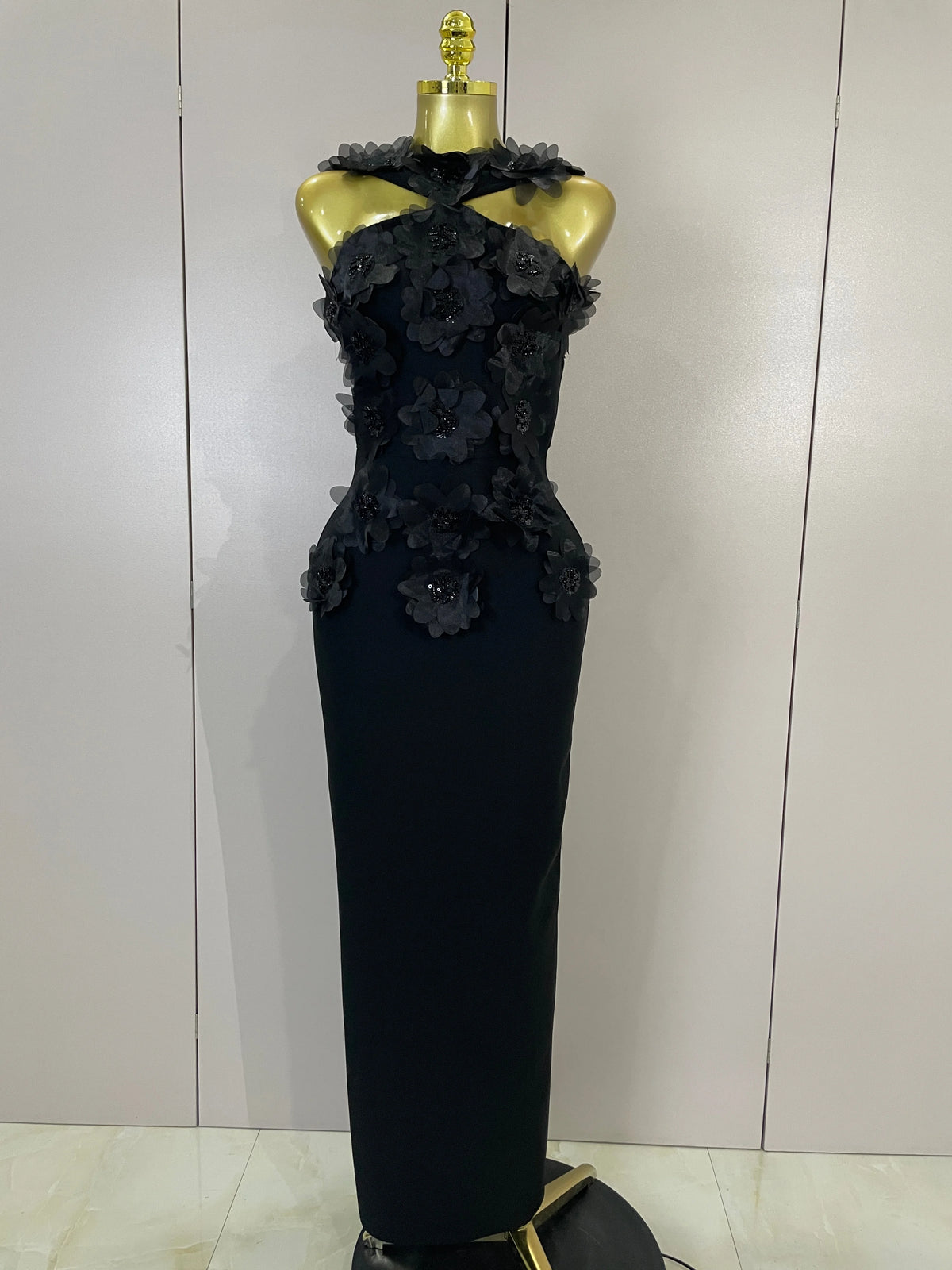 Elegant Flower Beading Sexy Sleeveless Bodycon Long Bandage Dresses Celebrity Cocktail Women Luxury Birthfay Evening Party Dress