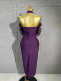 Opulent Lavender Bandage Dress Women Party Dress Bodycon Elegant Sexy Evening Birthday Club Outfits Cocktail Party