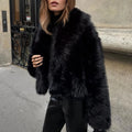 Street Fashion Shawl Collar Faux Fox Fur Coat Women 2024 Winter Cool Girls Black Short Fur Jacket Vintage Chic Overcoat