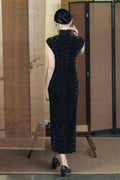 Retro Chinese Style Velvet Sleeved Qipao 2024 Spring/Summer New Slim Fashionable Women's Cheongsam Dress