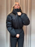 Women One Piece Ski Suit Zip Up White Black Color Block Waterproof Fabric Hooded Warm Jumpsuit 2026 Winter New Snow Sport Outfit