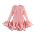 Women flare long sleeve Printed Big Swing Ball Gown Dress  Summer Holiday Night Club Party Vestidos Sexy Dresses