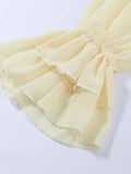Sexy Off Shoulder Top Maxi Skirt Sets Chic Ruffled Sheer Chiffon Crop Tops High Waist Skirt 2026 New Lady Vacation Party Outfit