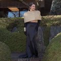 Women Gold Sparkle Capelet Top Elegant Shiny Tweed Shoulder Wrap Turtleneck Short Cloak 2026 Spring Lady Evening Party Outfit