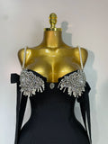 Women Sexy Backless Pearl Diamonds Crystal Bodycon Bandage Dresses Celebrity Elegant Evening Party Club Dress Vestido