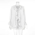 New Casual Shorts Two-piece Set Women's Ruffled Loose Tie Top Simple Shorts Set Office Lady Summer Female Shorts Set