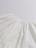 Chic White Two Piece Sets for Women Lapel Long Sleeves Crop Top Irregular Waist Maxi Skirt Set for Art Exhibition