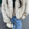Iconic Street Fashion Week Luxury Brand Gardient Cropped Faux Fur Coat Women Winter 2026 Hot Cool Girls Fluffy Short Fur Jacket