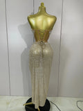 Sparkly Sequin Beading Sexy Strapless Two Pieces Set Women Evening Celebrate Nightclub Party Luxury Birthday Dress Stage Costume