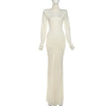 Sexy Backless Long Dress For Women Turtleneck Evening Party Ruched Dress Elegant Solid Long Sleeve Streetwear Maxi Dress