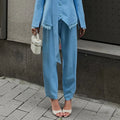 Lace Trim Two Piece Set Tie Neck V Neck Waistcoat Slit Sleeve Blazer Wide Leg Trousers 2026 Autumn  Lady Elegant Chic Outfit