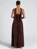 Irregular Slit Vacation Long Dress For Women Elegant Contrast Slim Ribbon Dress Back Lace Up Female Strapless Summer New